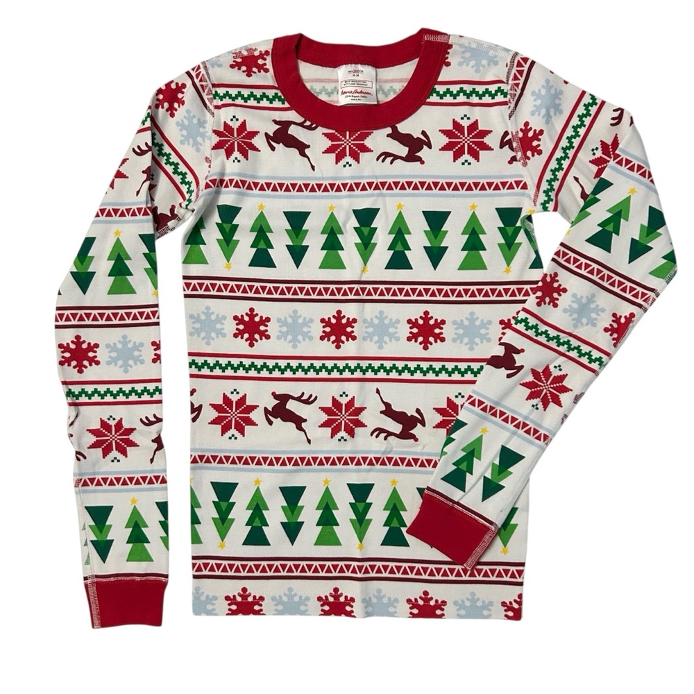Hanna Andersson Fairisle Christmas Print Organic Cotton Pajama Top Sz 160/14